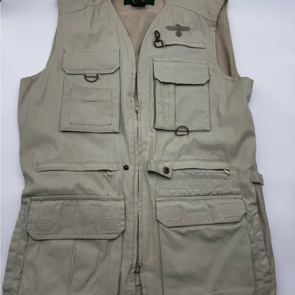 VTG Orvis Khaki Vented Utility Vest with Multiple Pockets Fishing Hunting Medium